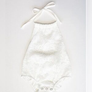 Bailey’s Blossoms Drake Halter Romper White Lace Baby Size 3-6 Months NWT